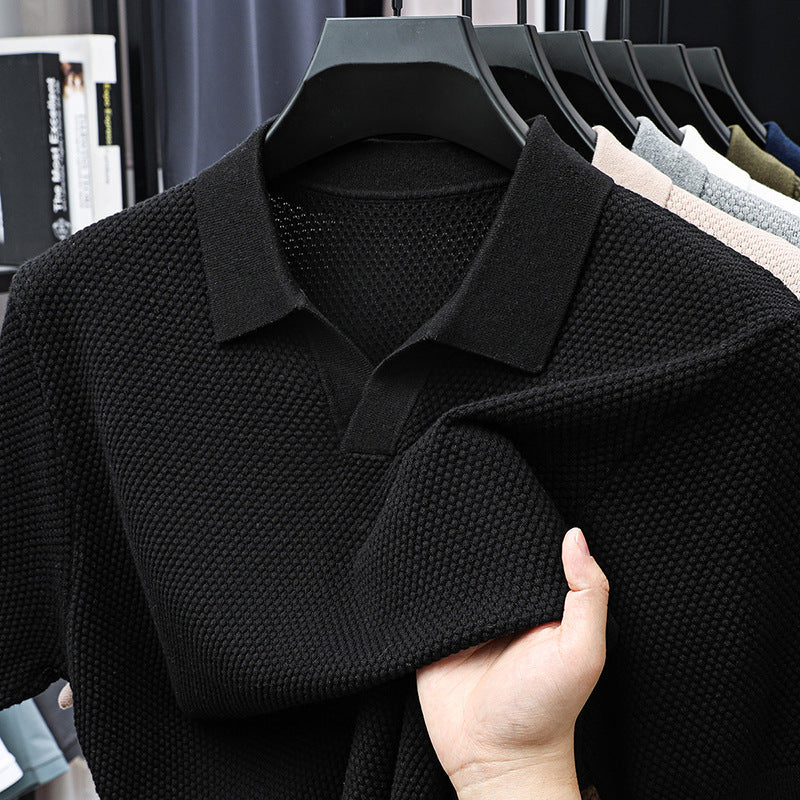 Men's Classic Polo Shirt - Breathable Textured Knit, 100% Cotton for Everyday Comfort