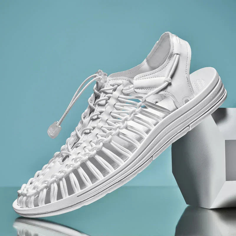 Adjustable Lace Closed Toe Mesh Sandals for Men - Summer Footwear