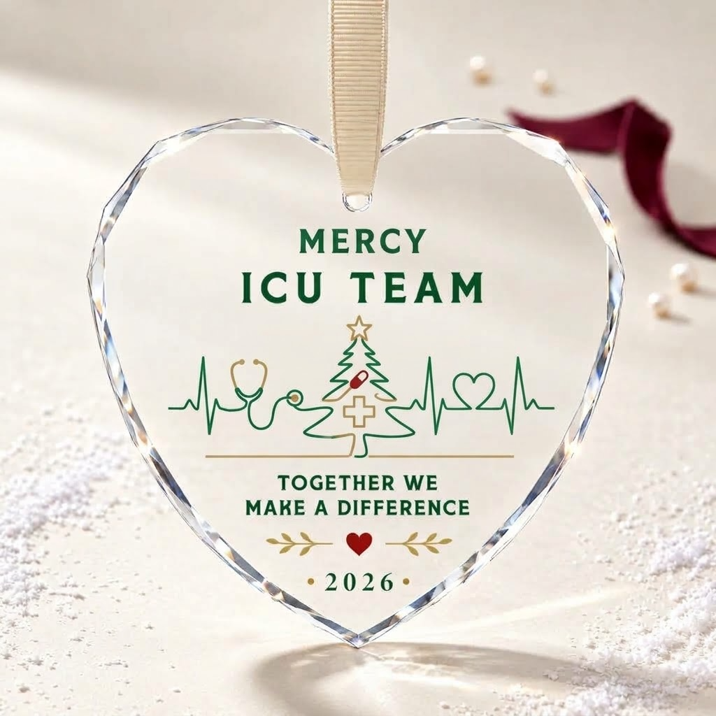 Personalized ICU Team Glass Ornament - Custom Nurse Christmas Gift 2026