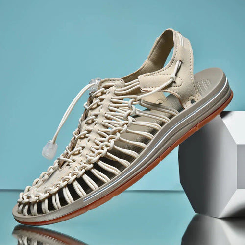 Adjustable Lace Closed Toe Mesh Sandals for Men - Summer Footwear