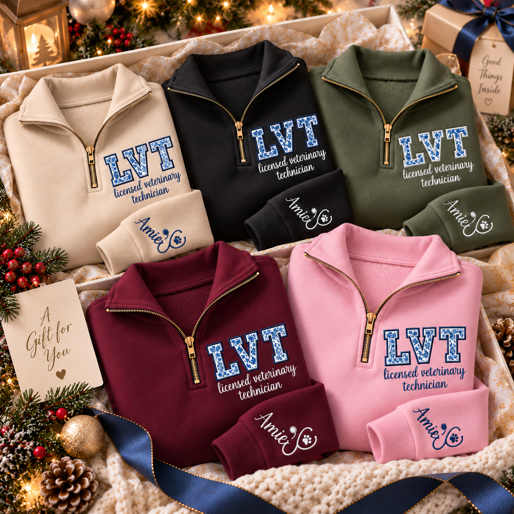 LVT Embroidered Quarter-Zip Sweatshirt – Personalized Vet Tech Gift - view 2