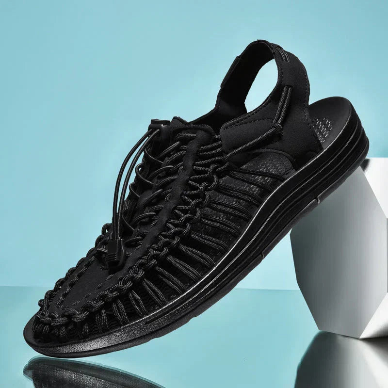 Adjustable Lace Closed Toe Mesh Sandals for Men - Summer Footwear