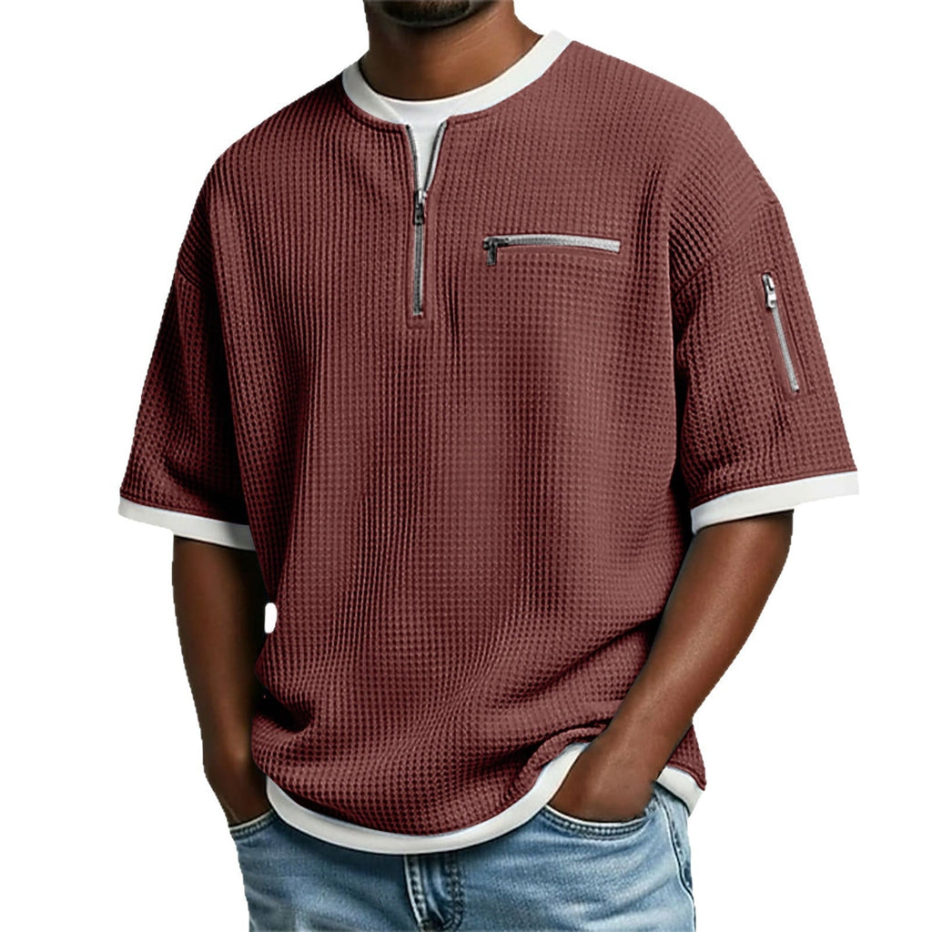 Men's Casual Polo Shirt - Breathable, Loose-Fit, Short-Sleeve Polyester for Everyday Comfort