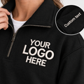 Custom Logo Quarter Zip Sweatshirt – Personalized Company & Employee Team Pullover – Black