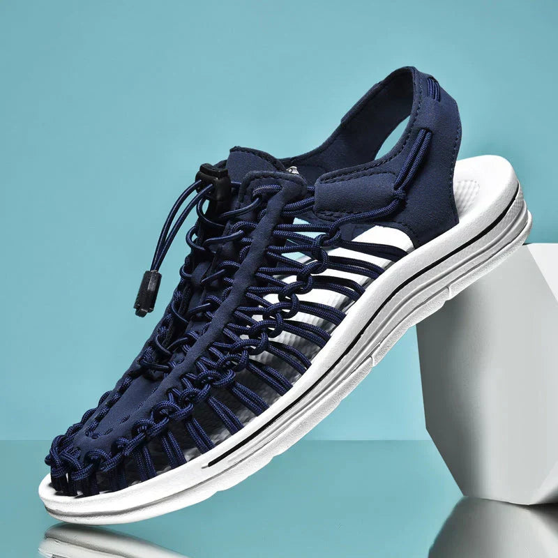 Adjustable Lace Closed Toe Mesh Sandals for Men - Summer Footwear