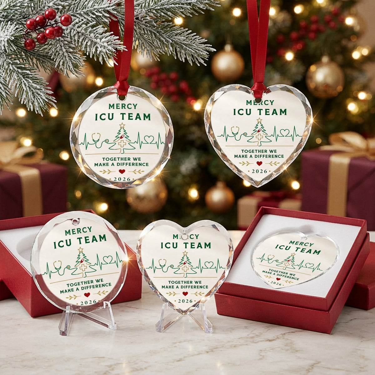 Personalized ICU Team Glass Ornament - Custom Nurse Christmas Gift 2026