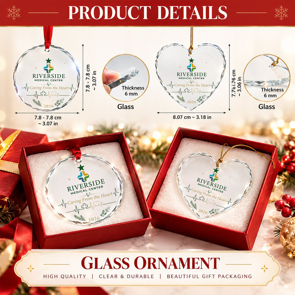 Personalized Riverside Medical Glass Ornament - Healthcare Staff Christmas Gift 2026