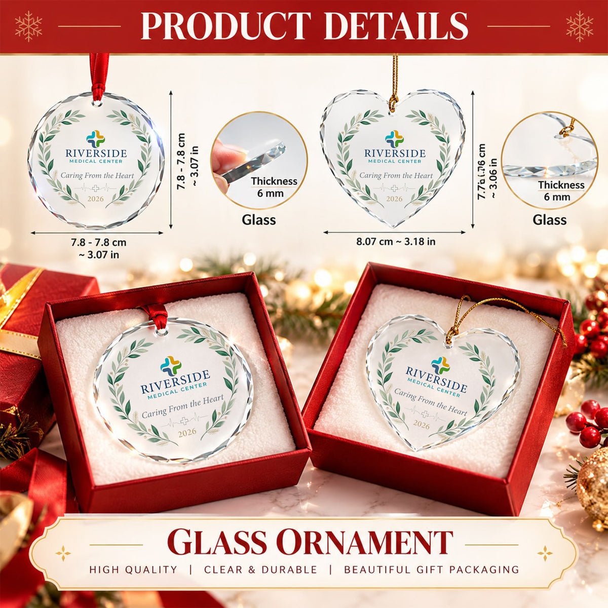 Personalized Riverside Glass Ornament - Medical Staff Appreciation Gift 2026