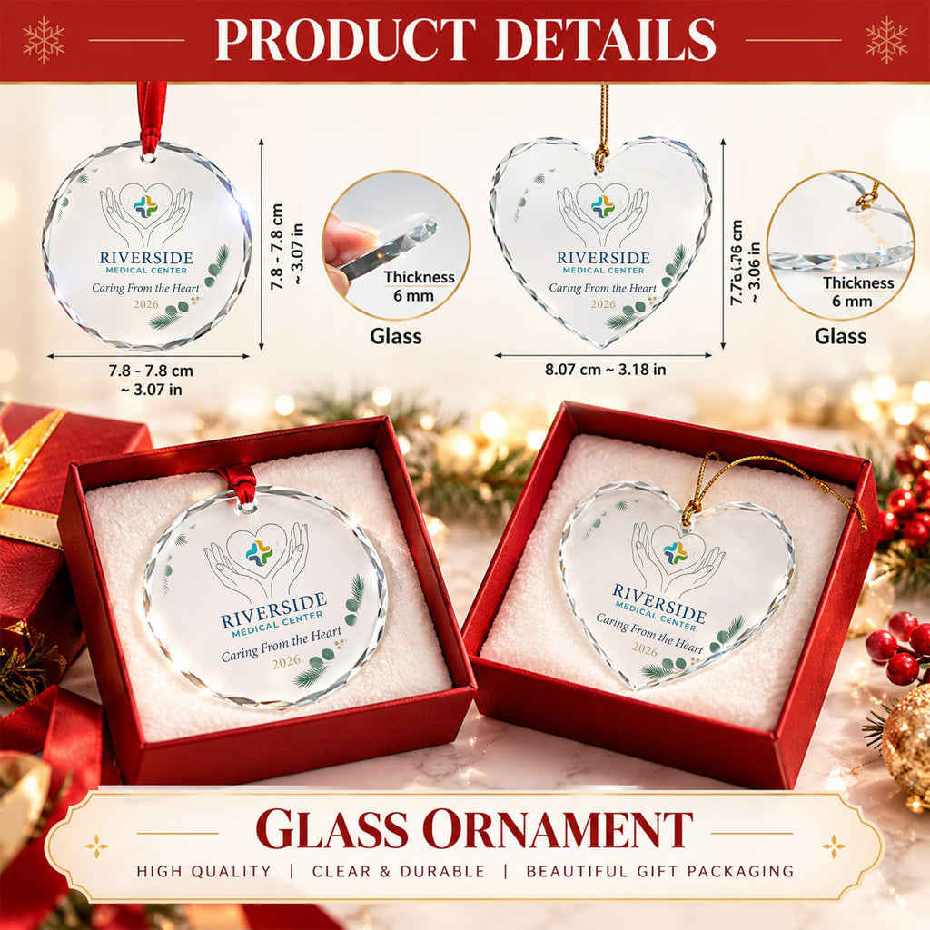 Personalized Caring From the Heart Glass Ornament - Healthcare Team Gift 2026