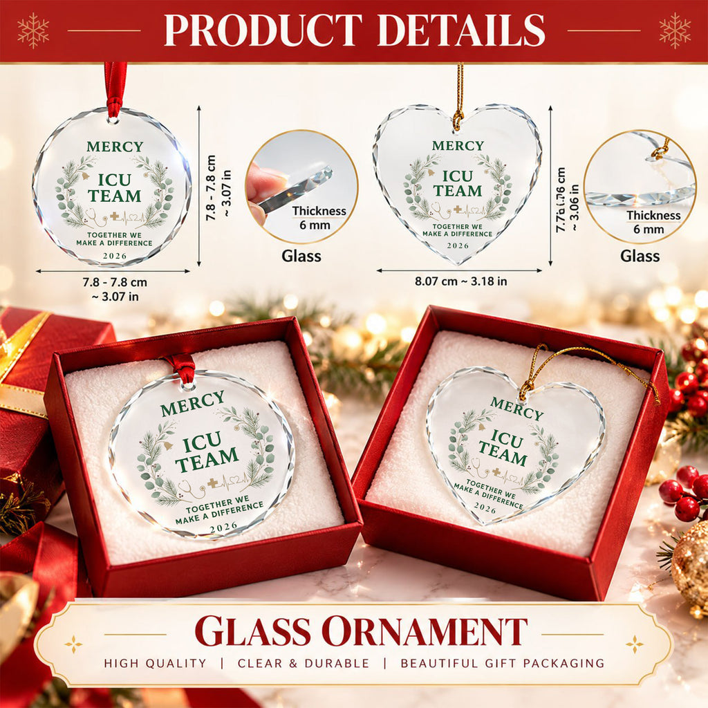 Personalized ICU Team Glass Ornament - Custom Healthcare Staff Christmas Gift 2026