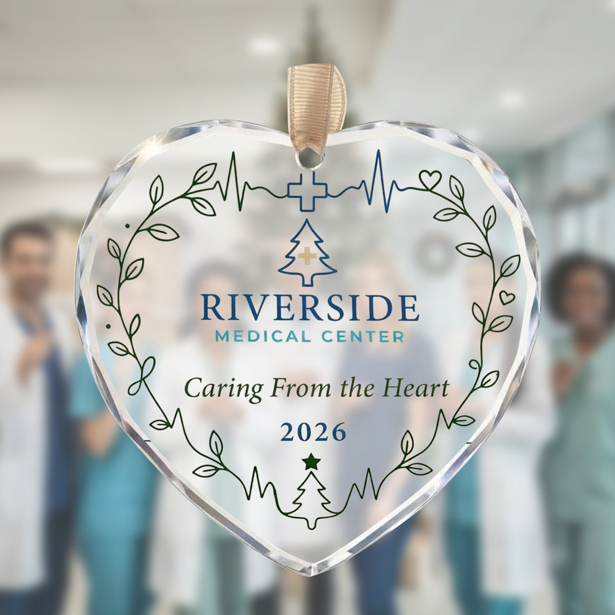 Personalized Medical Center Glass Ornament - Custom Healthcare Team Christmas Gift 2026