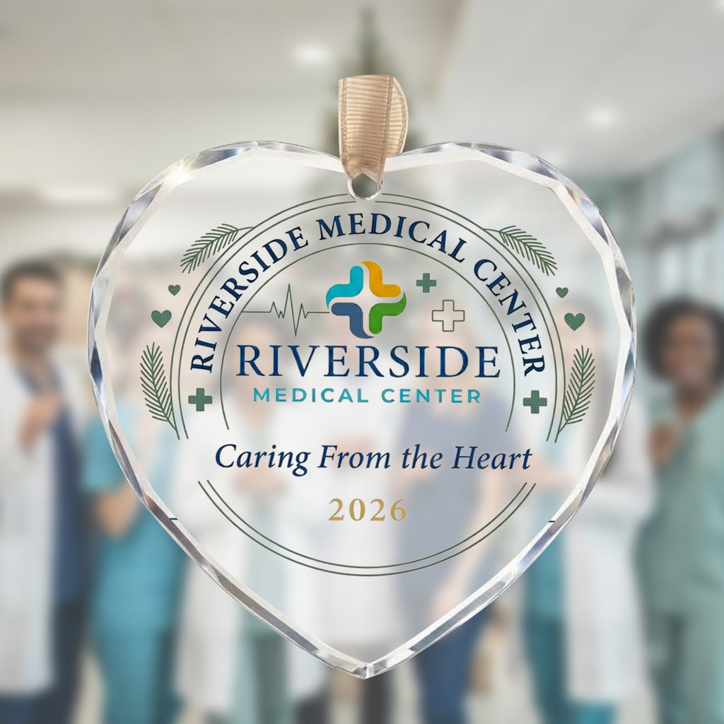 Personalized Riverside Medical Center Glass Ornament - Caring From the Heart Gift 2026