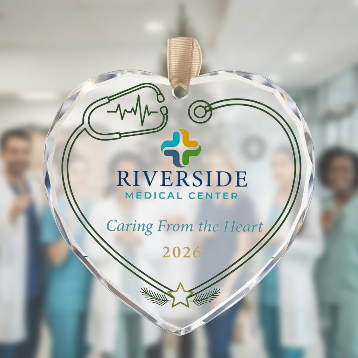 Personalized Stethoscope Glass Ornament - Medical Center Christmas Gift 2026
