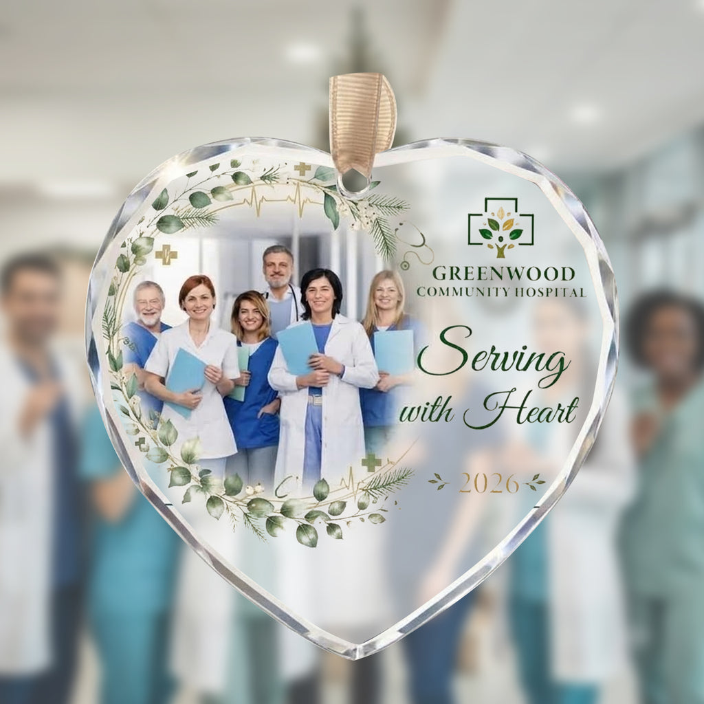 Personalized Hospital Team Photo Glass Ornament - Healthcare Appreciation Gift 2026