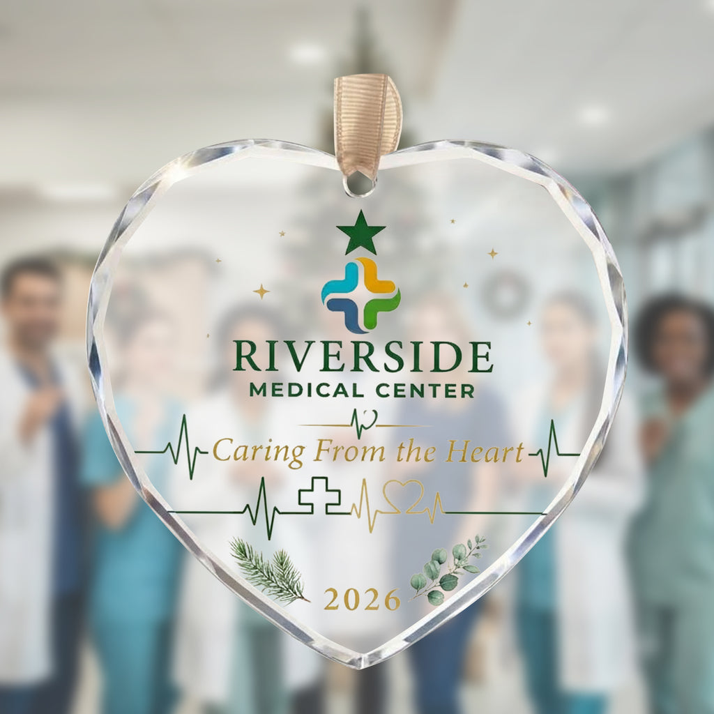 Personalized Riverside Medical Glass Ornament - Healthcare Staff Christmas Gift 2026