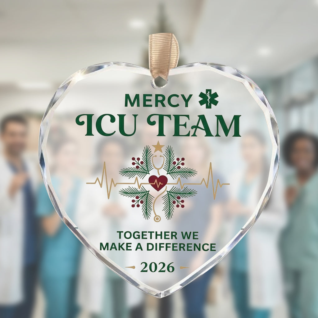 Personalized ICU Team Glass Ornament - Custom Nurse & Healthcare Team Christmas Gift 2026