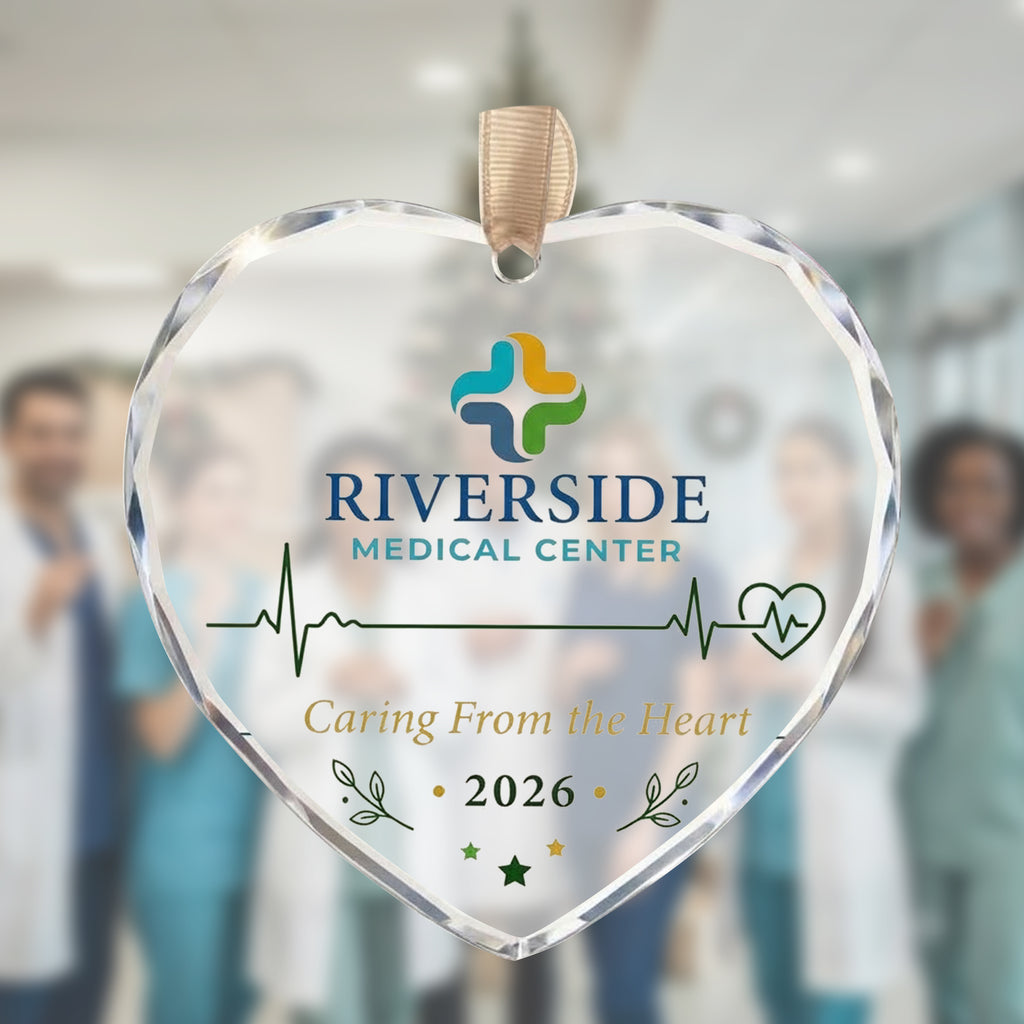 Personalized Riverside Heartbeat Glass Ornament - Healthcare Christmas Gift 2026