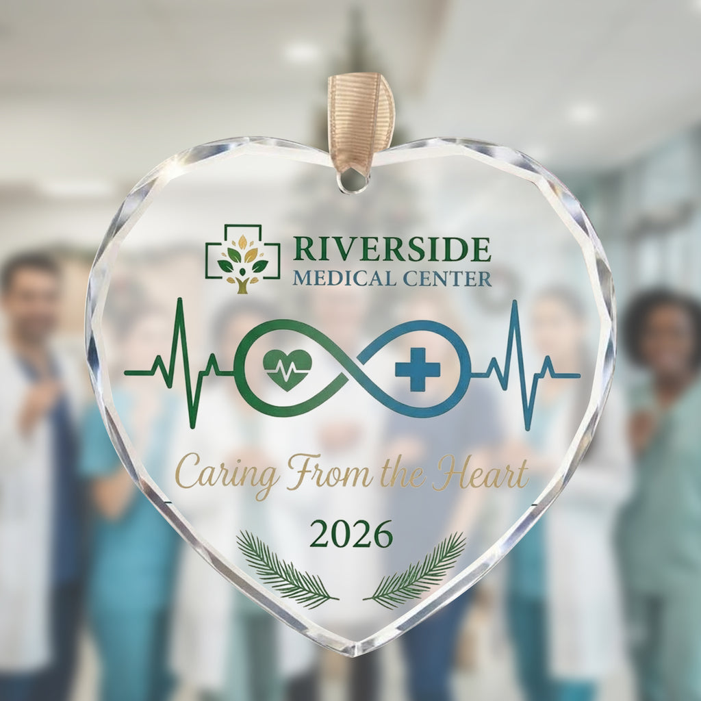 Personalized Healthcare Heartbeat Glass Ornament - Medical Team Gift 2026