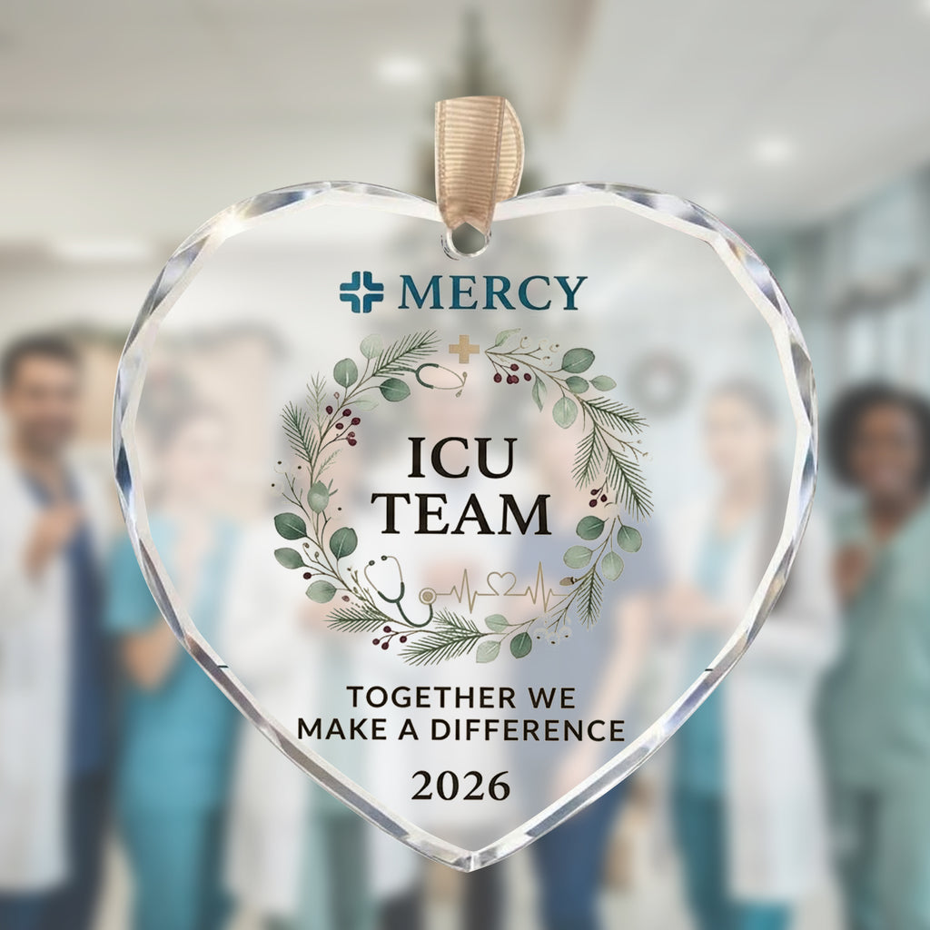 Personalized ICU Team Glass Ornament - Custom Healthcare Team Christmas Gift 2026