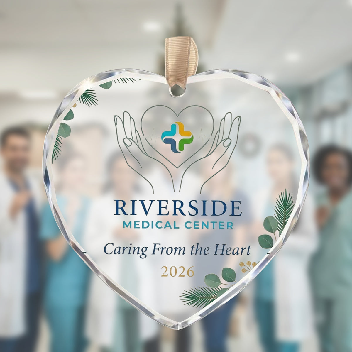 Personalized Caring From the Heart Glass Ornament - Healthcare Team Gift 2026