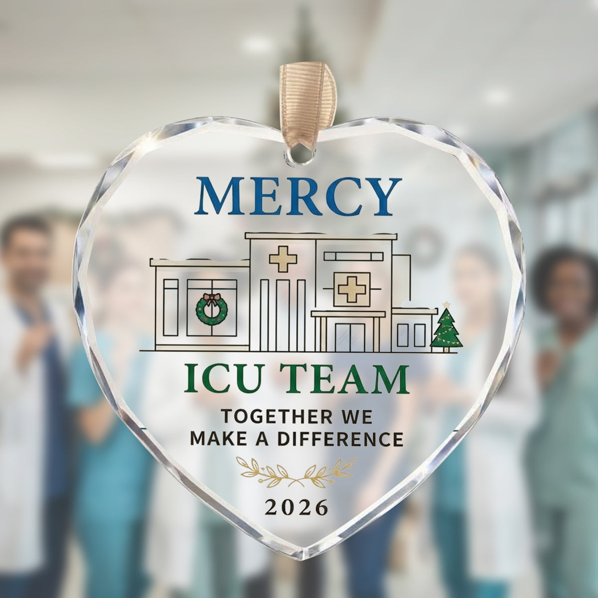 Personalized ICU Team Glass Ornament - Custom ICU Nurse & Medical Team Christmas Gift 2026