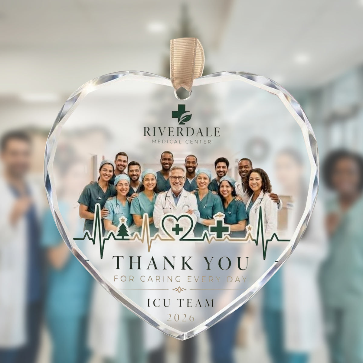 Personalized ICU Team Photo Glass Ornament - Medical Staff Thank You Gift 2026