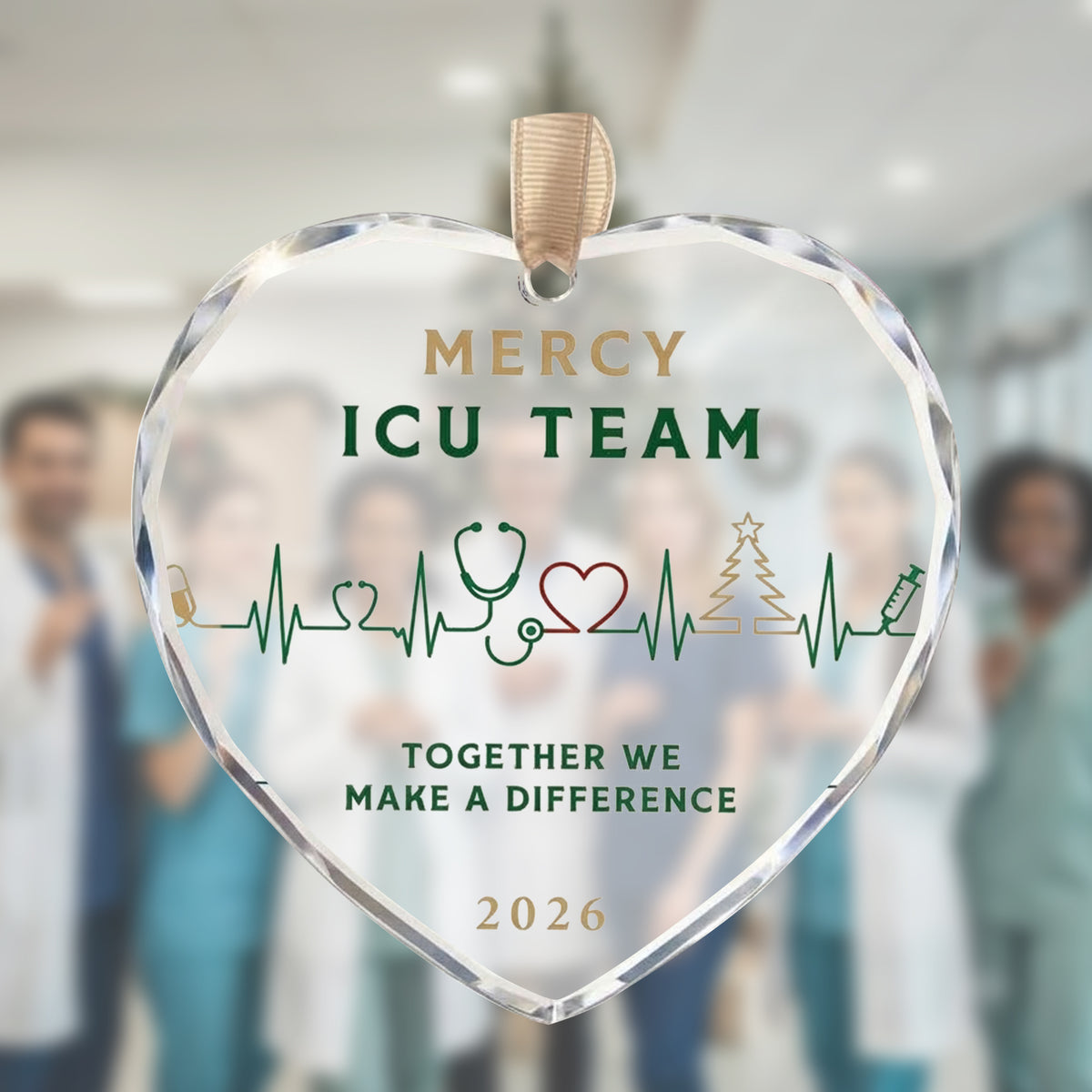 Personalized ICU Team Glass Ornament - Custom Nurse & Medical Staff Christmas Gift 2026