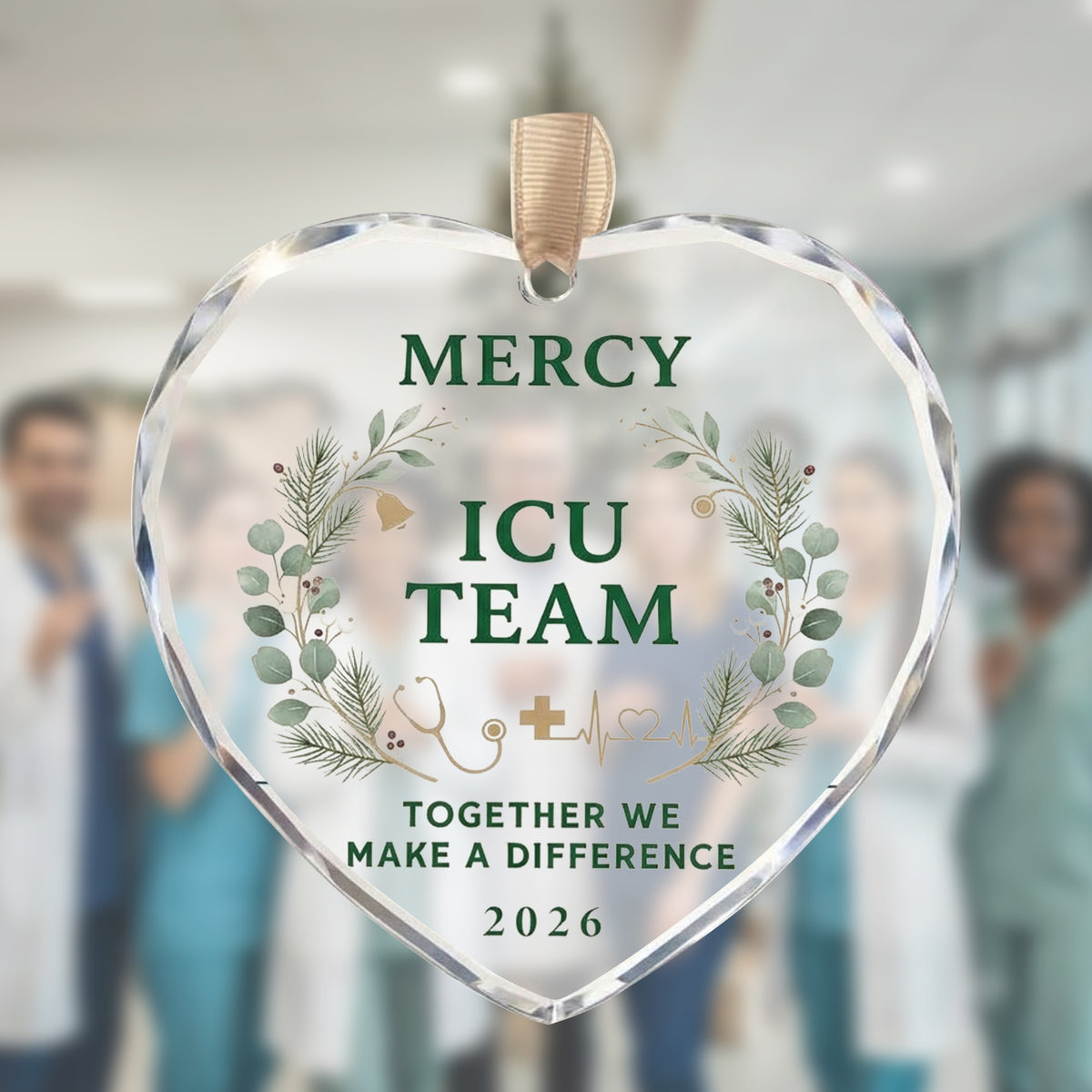 Personalized ICU Team Glass Ornament - Custom Healthcare Staff Christmas Gift 2026