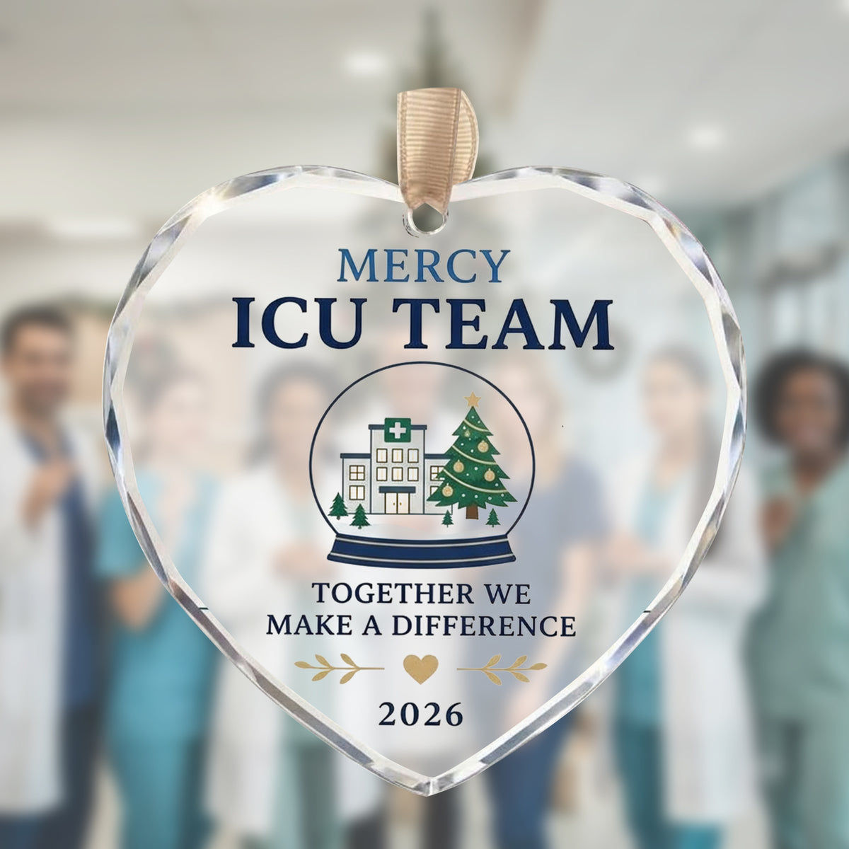 Personalized ICU Team Glass Ornament - Custom Hospital Staff Christmas Gift 2026