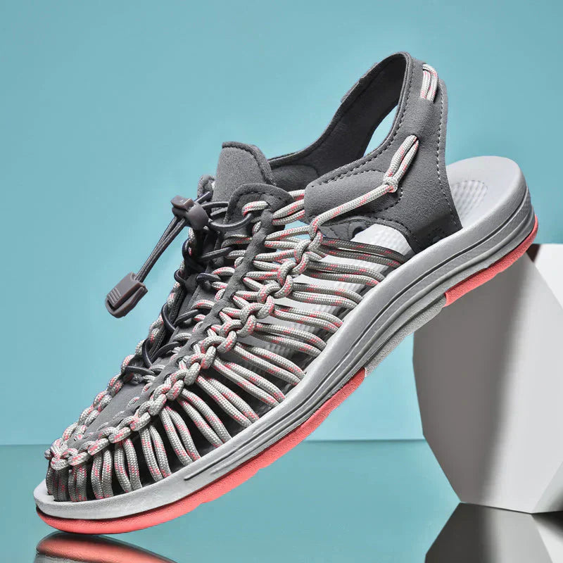 Adjustable Lace Closed Toe Mesh Sandals for Men - Summer Footwear