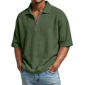 Men's Short-Sleeve Waffle-Weave Polo Shirt - Breathable Casual Beachwear