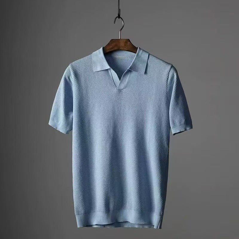 Men's Classic Polo Shirt - Breathable Textured Knit, 100% Cotton for Everyday Comfort