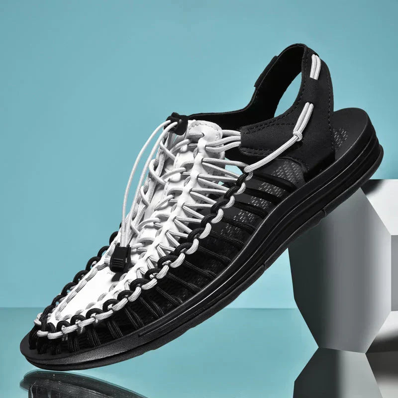 Adjustable Lace Closed Toe Mesh Sandals for Men - Summer Footwear
