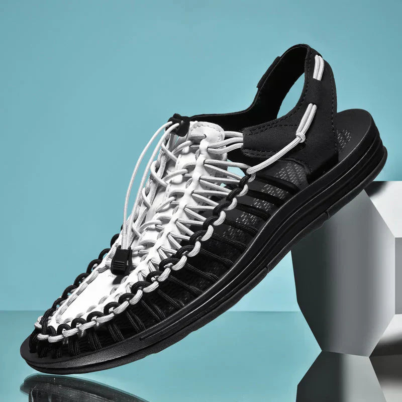 Adjustable Lace Closed Toe Mesh Sandals for Men - Summer Footwear