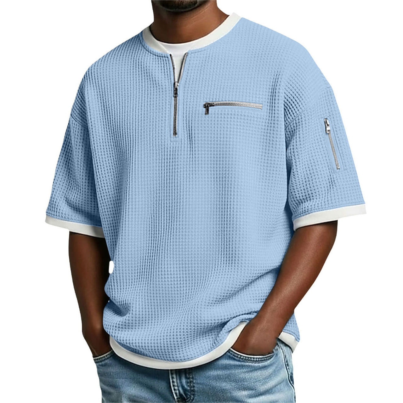 Men's Casual Polo Shirt - Breathable, Loose-Fit, Short-Sleeve Polyester for Everyday Comfort