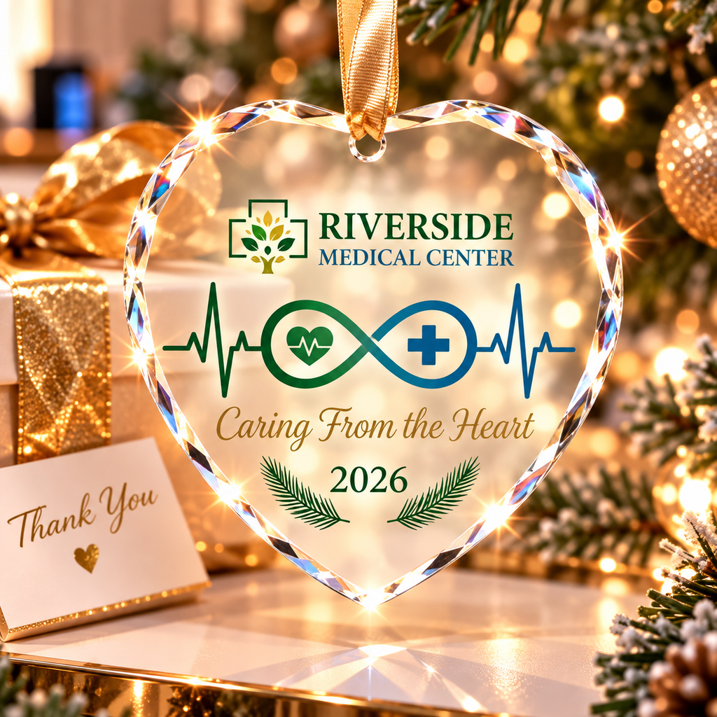 Personalized Healthcare Heartbeat Glass Ornament - Medical Team Gift 2026