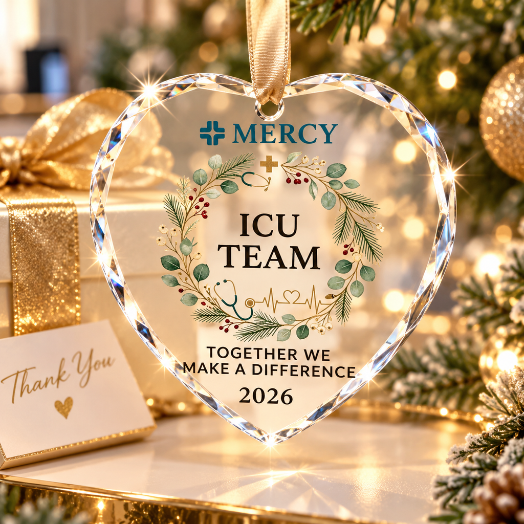 Personalized ICU Team Glass Ornament - Custom Healthcare Team Christmas Gift 2026