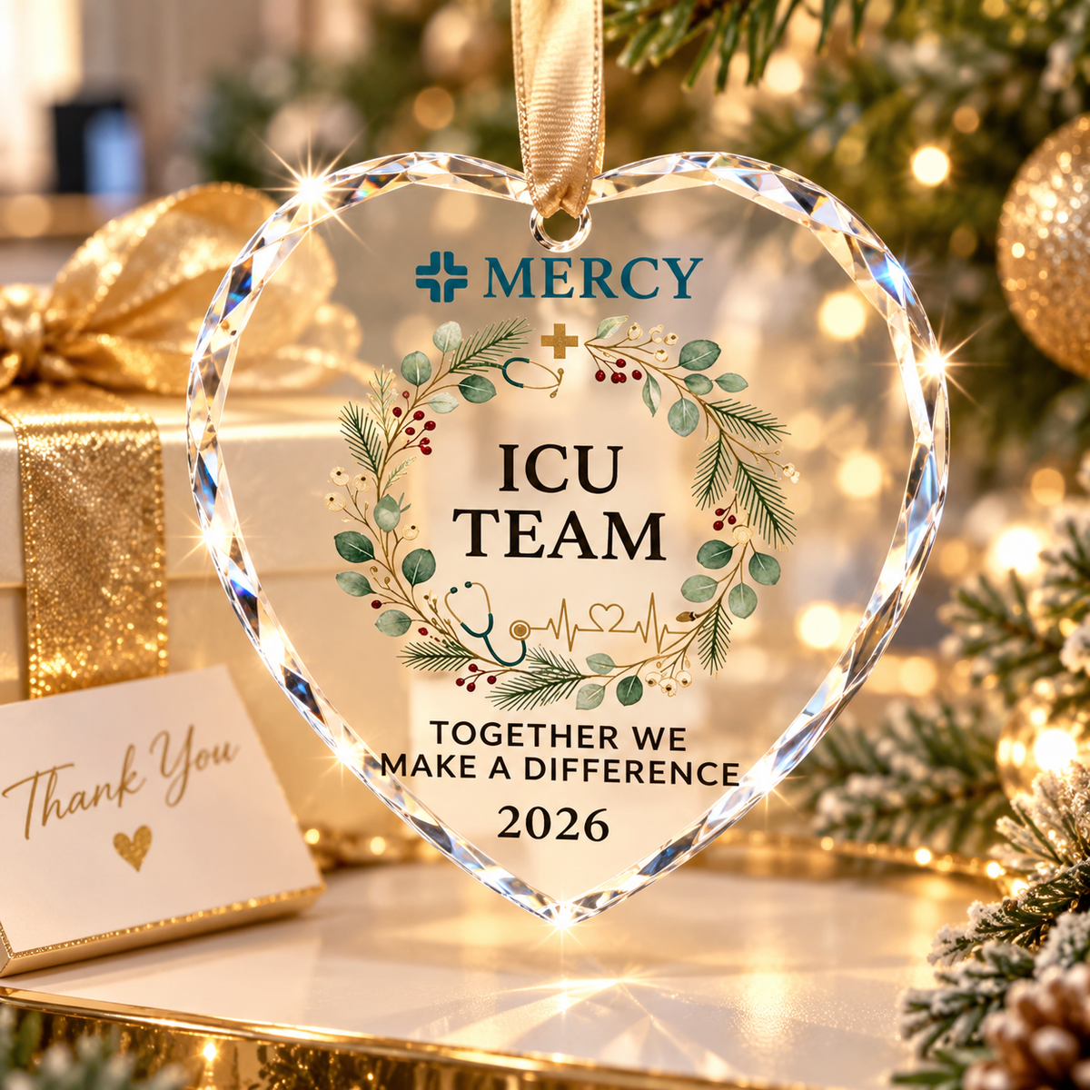 Personalized ICU Team Glass Ornament - Custom Healthcare Team Christmas Gift 2026