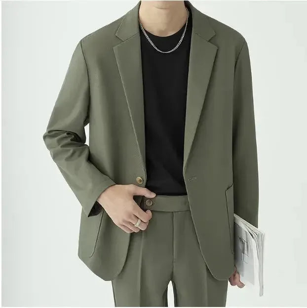 Modern Tailored Minimalist Men's Suit Set for All-Season Elegance