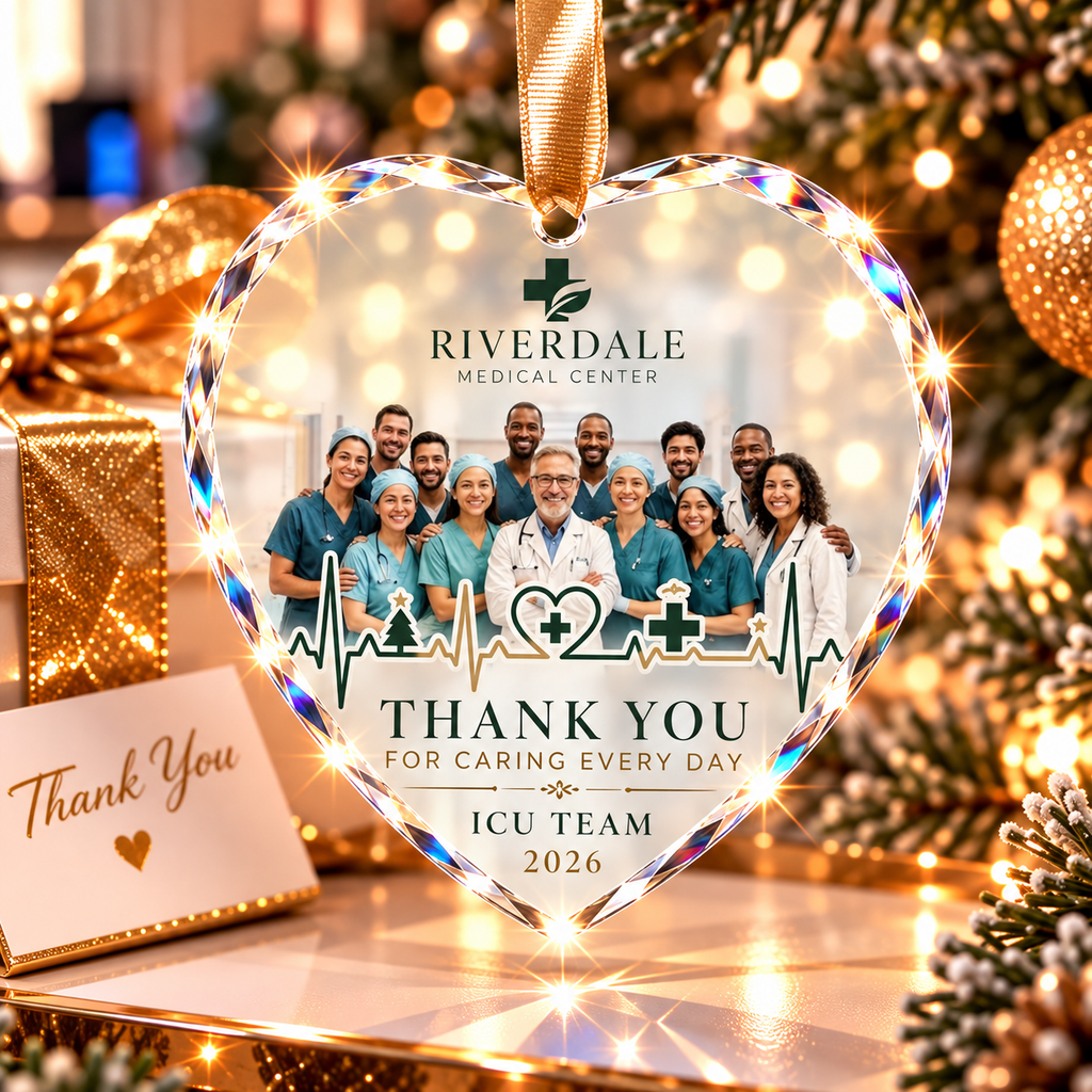Personalized ICU Team Photo Glass Ornament - Medical Staff Thank You Gift 2026