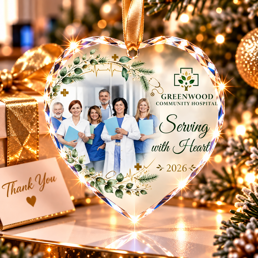 Personalized Hospital Team Photo Glass Ornament - Healthcare Appreciation Gift 2026