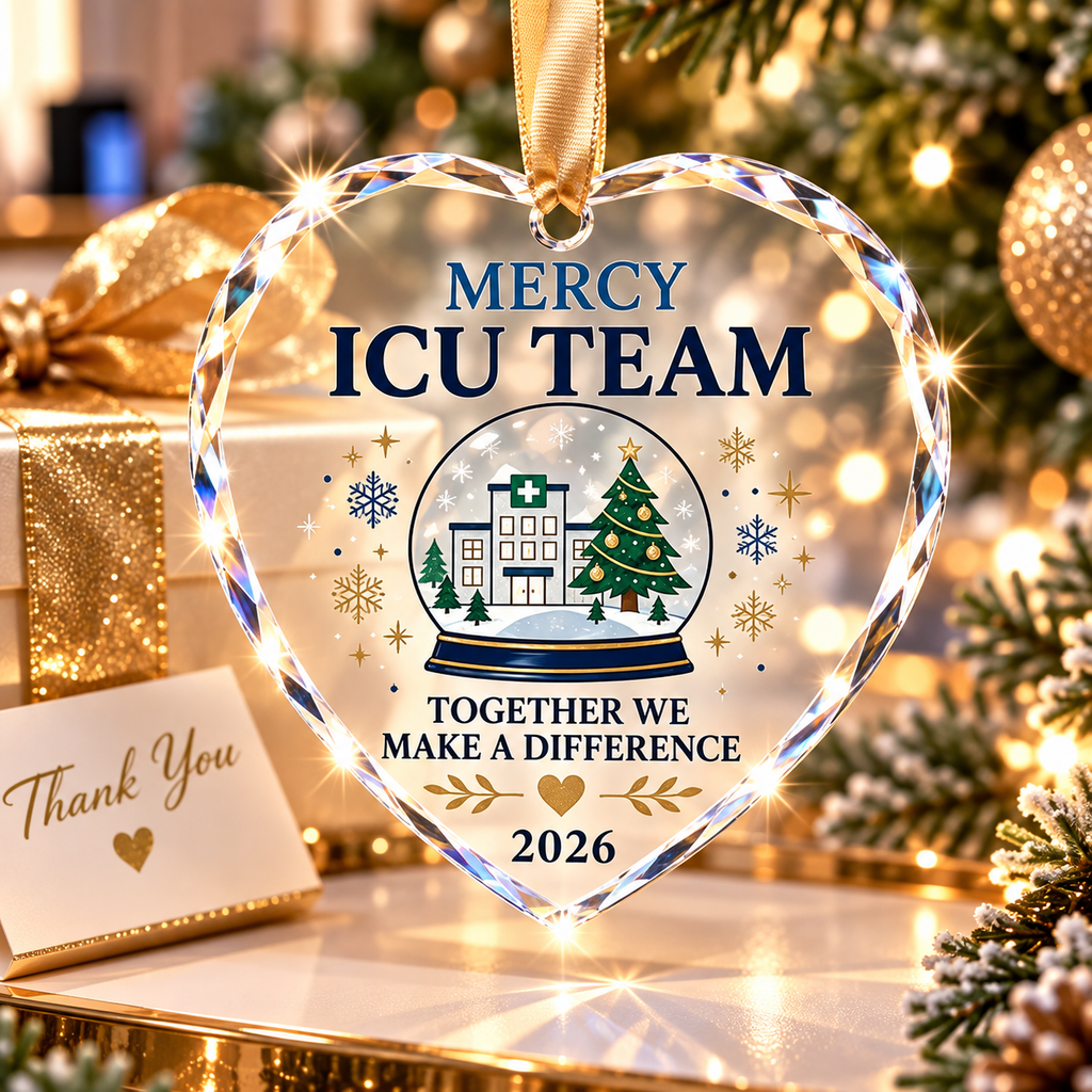 Personalized ICU Team Glass Ornament - Custom Hospital Staff Christmas Gift 2026