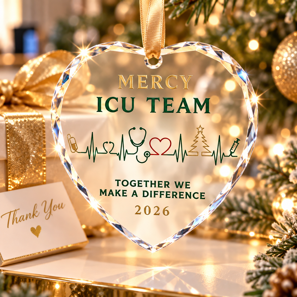 Personalized ICU Team Glass Ornament - Custom Nurse & Medical Staff Christmas Gift 2026