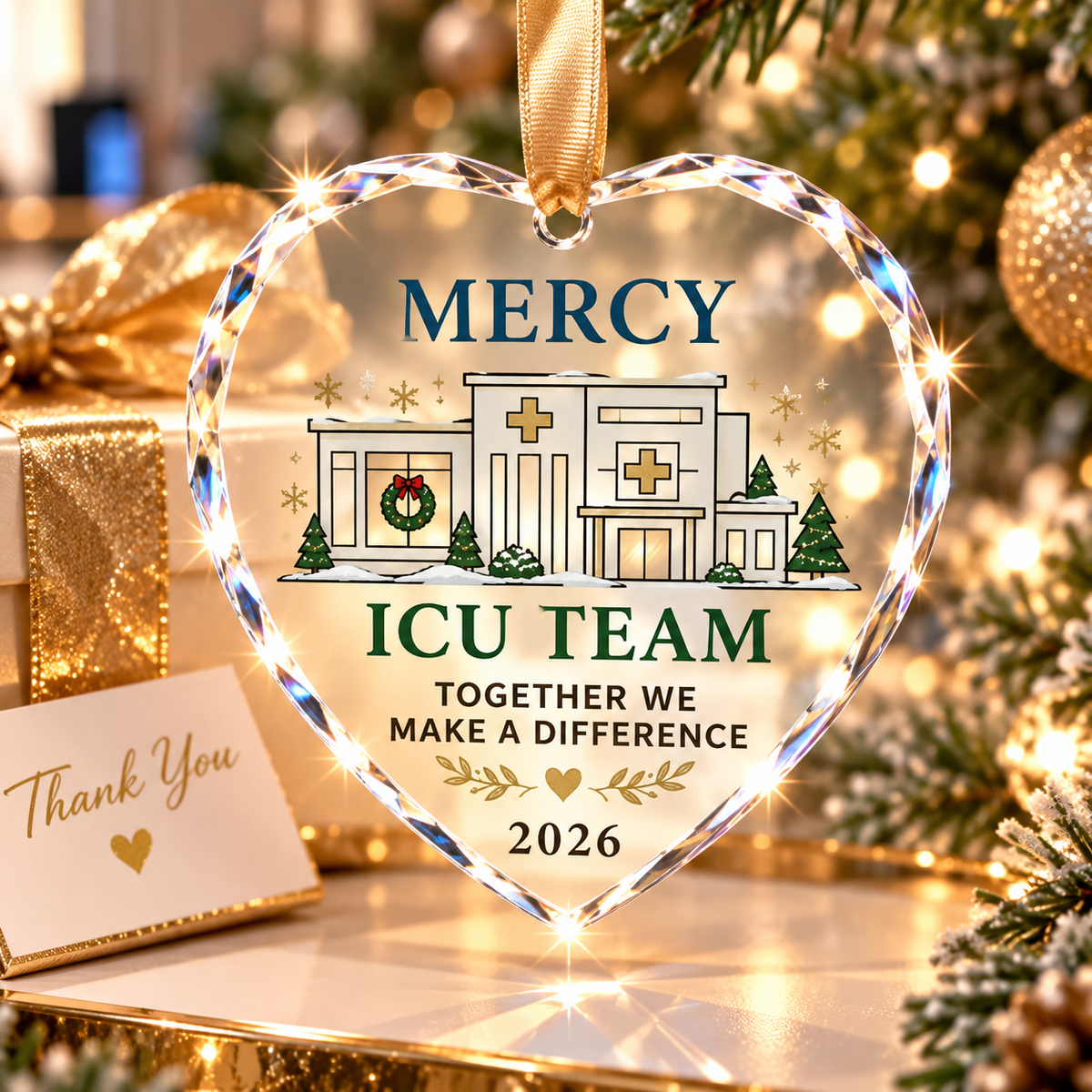 Personalized ICU Team Glass Ornament - Custom ICU Nurse & Medical Team Christmas Gift 2026