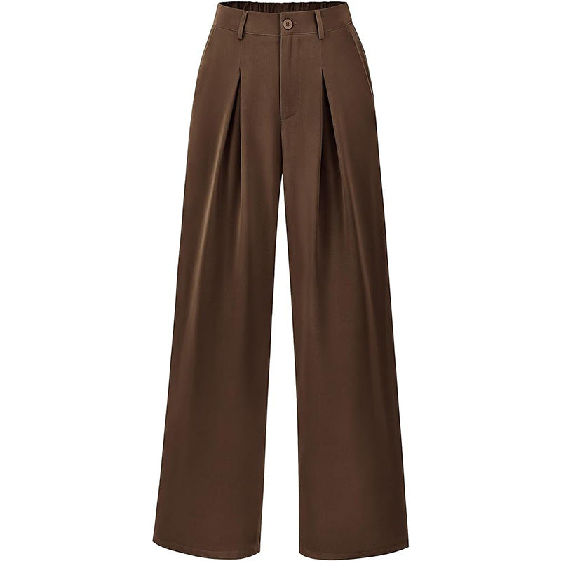 Effortlessly Chic High-Waisted Pleated Wide-Leg Trousers