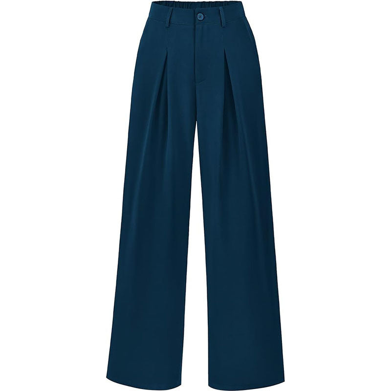 Effortlessly Chic High-Waisted Pleated Wide-Leg Trousers