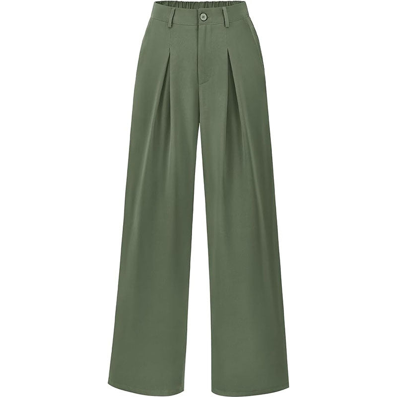 Effortlessly Chic High-Waisted Pleated Wide-Leg Trousers