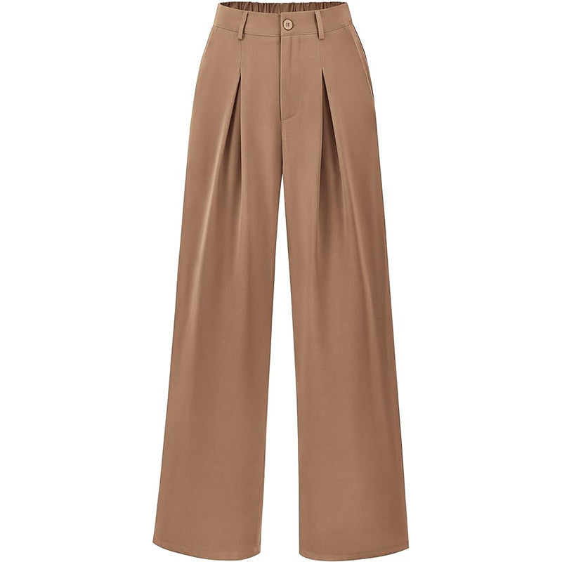 Effortlessly Chic High-Waisted Pleated Wide-Leg Trousers