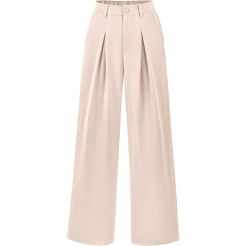 Effortlessly Chic High-Waisted Pleated Wide-Leg Trousers