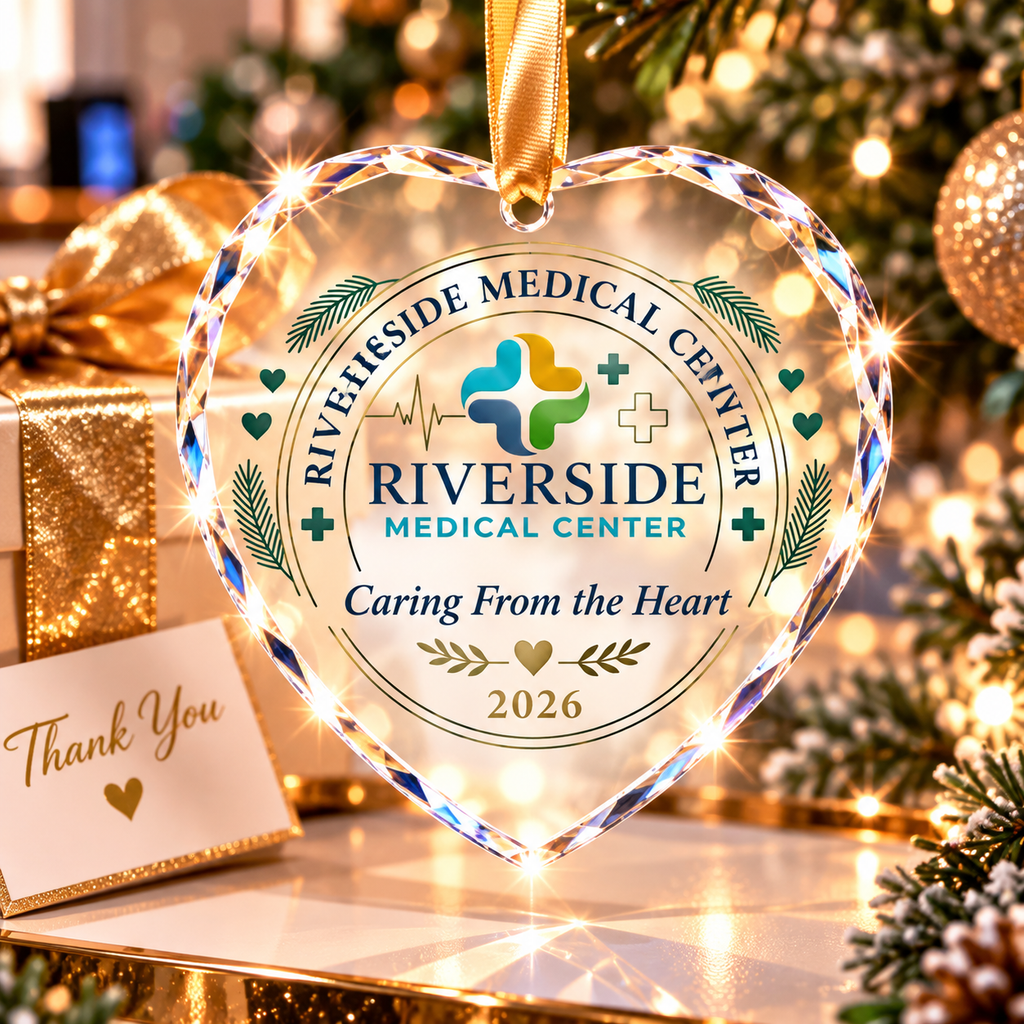 Personalized Riverside Medical Center Glass Ornament - Caring From the Heart Gift 2026